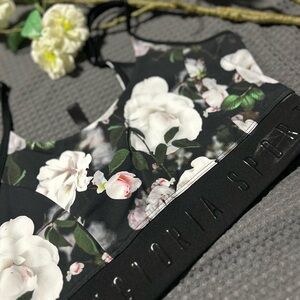 PINK Victoria's Secret Black Floral Bra